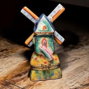 Authentic Limoges Windmill Trinket Box, Engagement Ring Box, Pillbox Netherlands